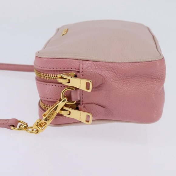 Authentic Miu Miu Madras Shoulder Bag Leather Pink Gold - Picture 10 of 16